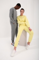Gri Melanj-Limon Casual O Yaka Oversize Lastik Paça Sevgili Kombini - 1