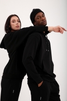 Siyah Kapüşonlu Kanguru Cep Oversize Lastik Paça Sevgili Kombini - 2