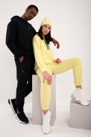 Siyah-Limon Kapüşonlu Kanguru Cep Oversize Lastik Paça Sevgili Kombini - 1