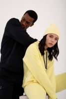 Siyah-Limon Kapüşonlu Kanguru Cep Oversize Lastik Paça Sevgili Kombini - 3