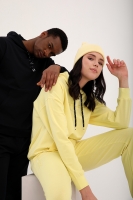 Siyah-Limon Kapüşonlu Kanguru Cep Oversize Lastik Paça Sevgili Kombini - 4