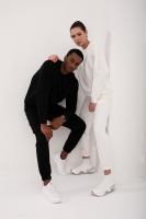 Siyah-Ekru Casual O Yaka Oversize Lastik Paça Sevgili Kombini - 3