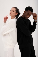 Siyah-Ekru Casual O Yaka Oversize Lastik Paça Sevgili Kombini - 4