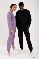 Eflatun-Siyah Casual O Yaka Oversize Lastik Paça Sevgili Kombini