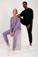 Eflatun-Siyah Casual O Yaka Oversize Lastik Paça Sevgili Kombini - 3