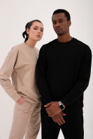 Bej-Siyah Casual O Yaka Oversize Lastik Paça Sevgili Kombini - 2