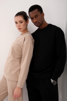 Bej-Siyah Casual O Yaka Oversize Lastik Paça Sevgili Kombini - 4