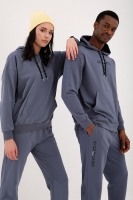 Petrol Kapüşonlu Kanguru Cep Oversize Lastik Paça Sevgili Kombini - 2