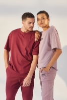 Erguvan-Gül Kurusu Yazı Baskılı Cepli Bağcıklı Oversize Lastik Paça Sevgili Kombini - 2