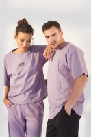 Eflatun - Eflatun / Siyah Küçük Yazı Baskılı O Yaka Oversize Eşofman Takım Sevgili Kombini - 3