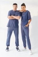 Petrol Küçük Yazı Baskılı O Yaka Oversize Eşofman Takım Sevgili Kombini - 2