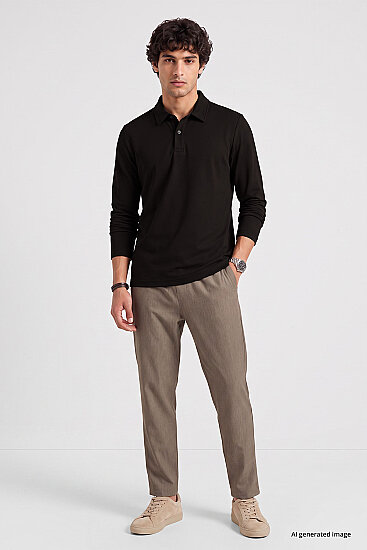 Acı Kahverengi Rahat Form Basic Erkek Polo Yaka T-Shirt - 88512 