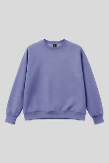 Açık Eflatun Basic O Yaka Oversize Kadın Sweatshirt - 97053 - TOMMYLIFE (1)