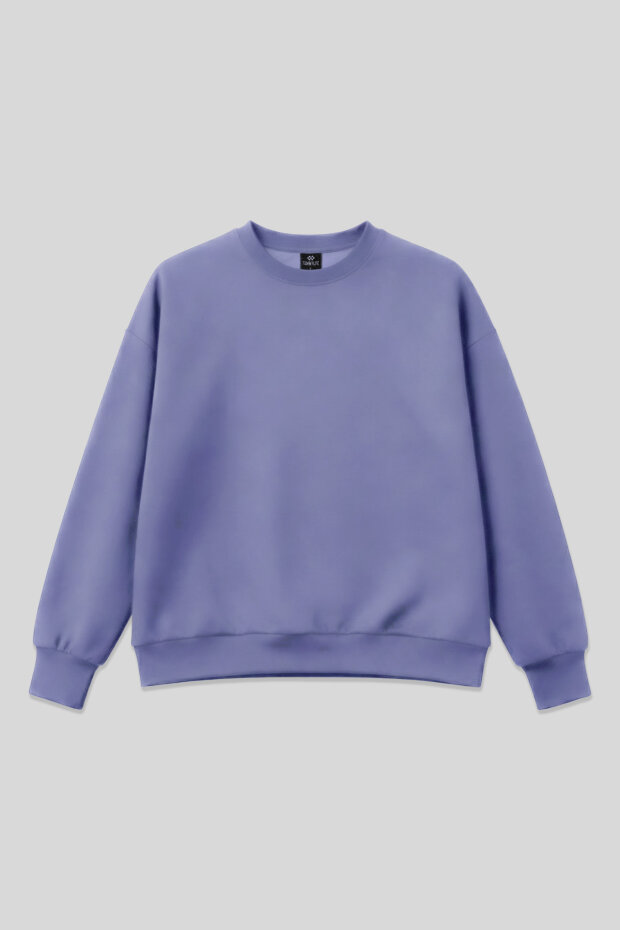 Açık Eflatun Basic O Yaka Oversize Kadın Sweatshirt - 97053 - 2