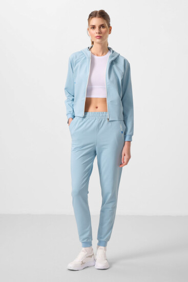 Açık Mavi Kapüşonlu Fermuarlı Oversize Kadın Eşofman Takım - 95328 - TOMMYLIFE