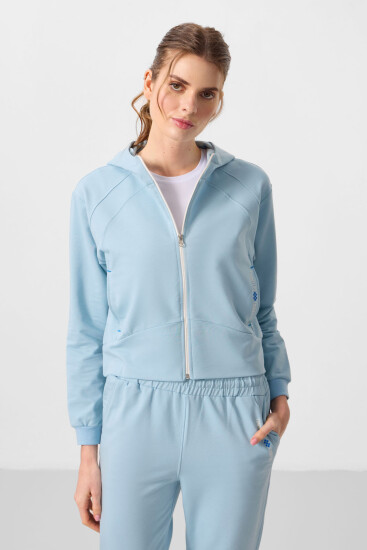 Açık Mavi Kapüşonlu Fermuarlı Oversize Kadın Eşofman Takım - 95328 - TOMMYLIFE (1)