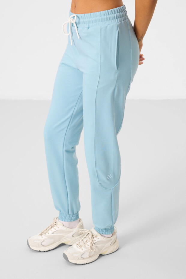 Açık Mavi O Yaka Basic Oversize Kadın Eşofman Tunik Takım - 95347 - 3