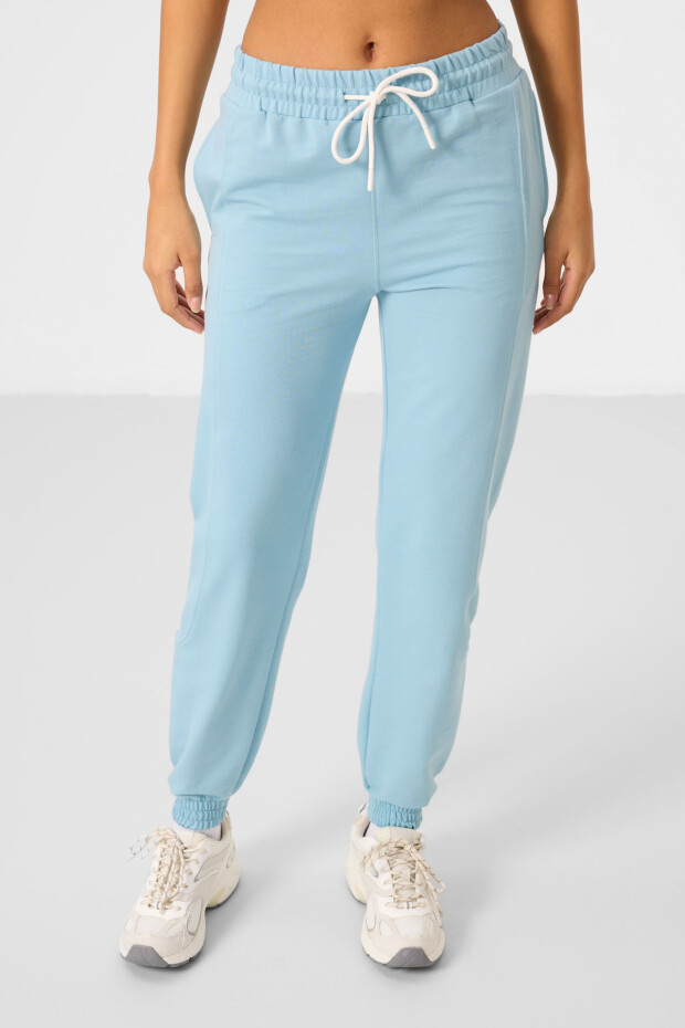 Açık Mavi O Yaka Basic Oversize Kadın Eşofman Tunik Takım - 95347 - 6