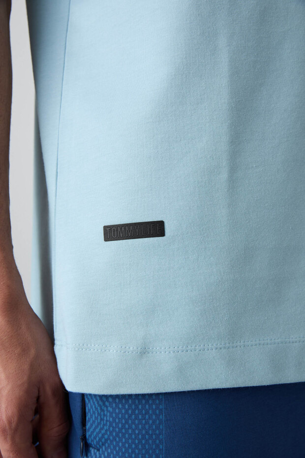 Açık Mavi Pamuklu Kalın Yumuşak Dokulu Oversize Fit Baskılı Erkek T-Shirt - 88342 - 5