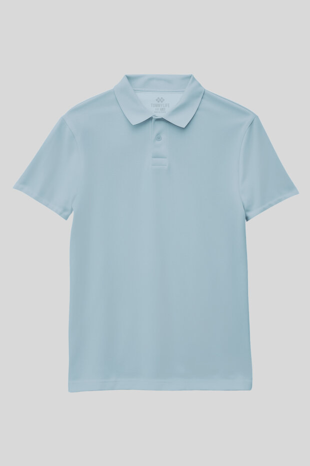Açık Mavi Polo Yaka Standart Fit Basic Unisex Çocuk T-Shirt - 11330 - 3