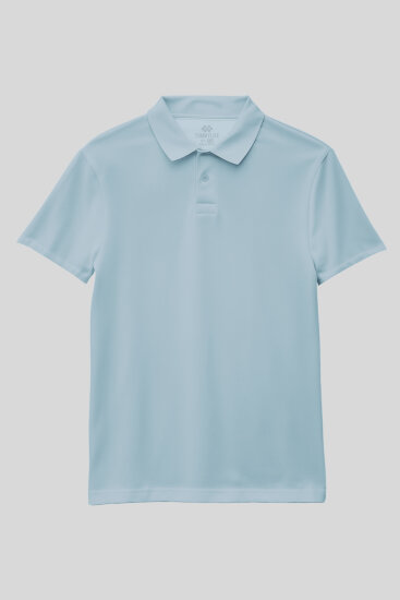 Açık Mavi Polo Yaka Standart Fit Basic Unisex Çocuk T-Shirt - 11330 