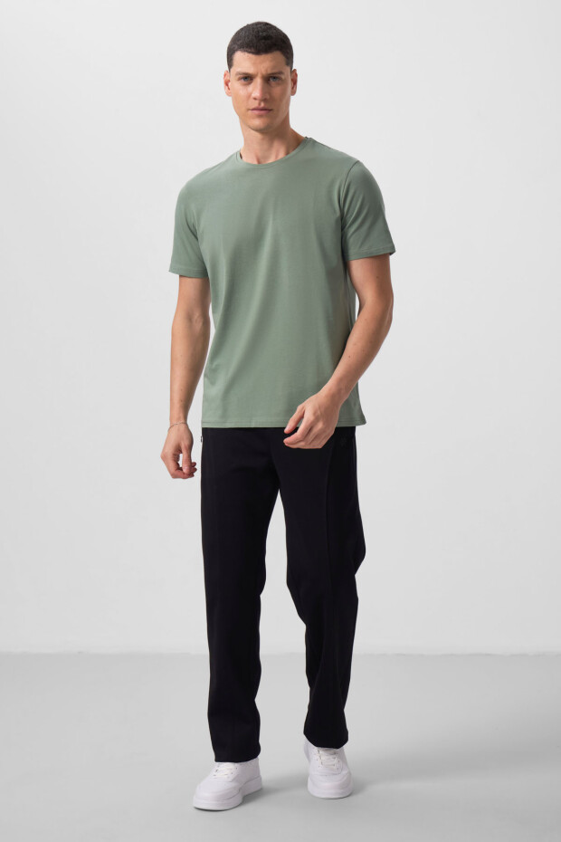Açık Yeşil Erkek Basic Kısa Kol Standart Kalıp O Yaka T-shirt - 87911 - 3