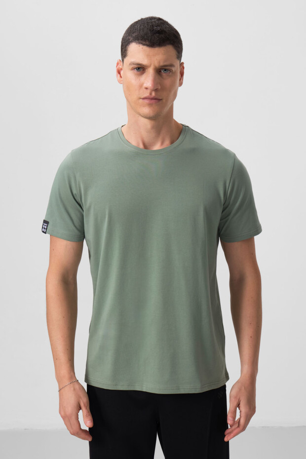 Açık Yeşil Erkek Basic Kısa Kol Standart Kalıp O Yaka T-shirt - 87911 - 5
