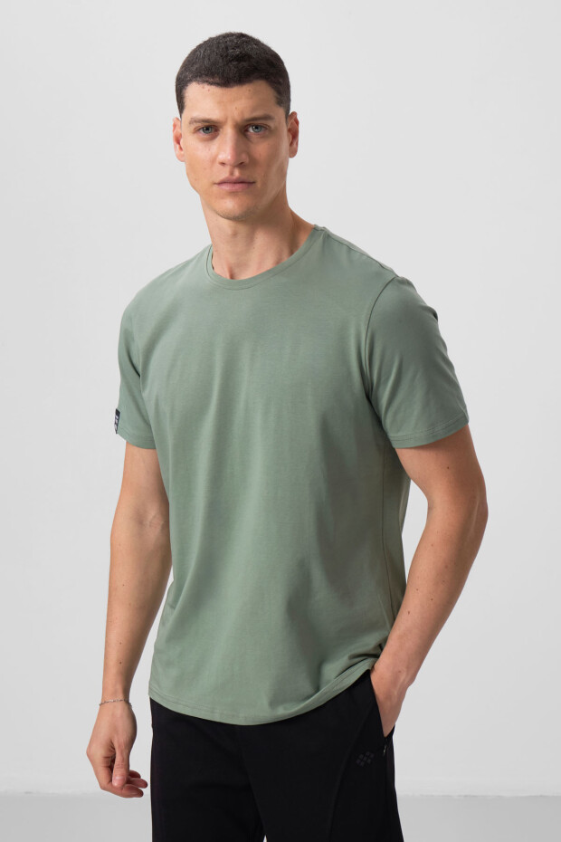 Açık Yeşil Erkek Basic Kısa Kol Standart Kalıp O Yaka T-shirt - 87911 - 2