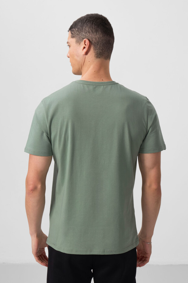 Açık Yeşil Erkek Basic Kısa Kol Standart Kalıp O Yaka T-shirt - 87911 - 6