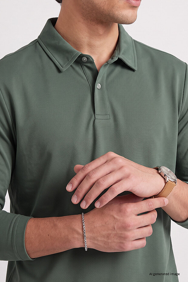 Açık Yeşil Rahat Form Basic Erkek Polo Yaka T-Shirt - 88512 - 3