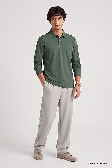 Açık Yeşil Rahat Form Basic Erkek Polo Yaka T-Shirt - 88512 