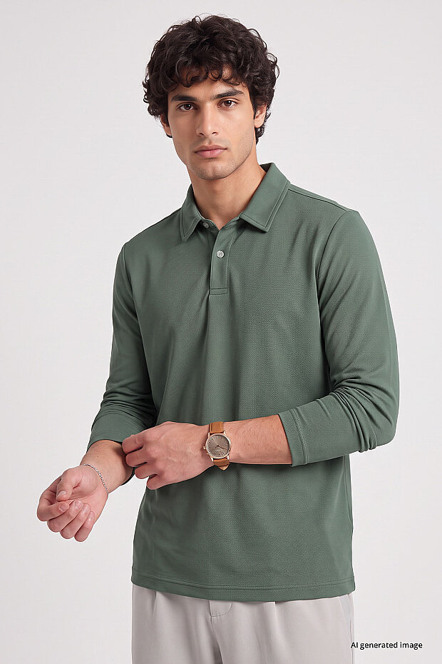 Açık Yeşil Rahat Form Basic Erkek Polo Yaka T-Shirt - 88512 - 4