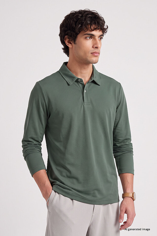 Açık Yeşil Rahat Form Basic Erkek Polo Yaka T-Shirt - 88512 - 2
