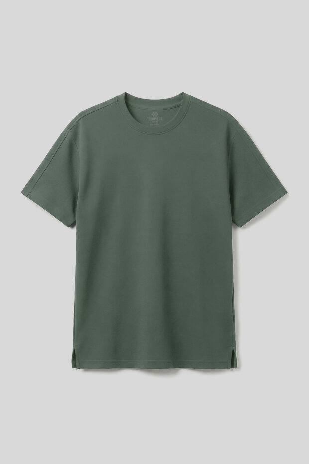 Açık Yeşil Rahat Form Esnek Nefes Alabilir Erkek T-Shirt - 88495 - 2