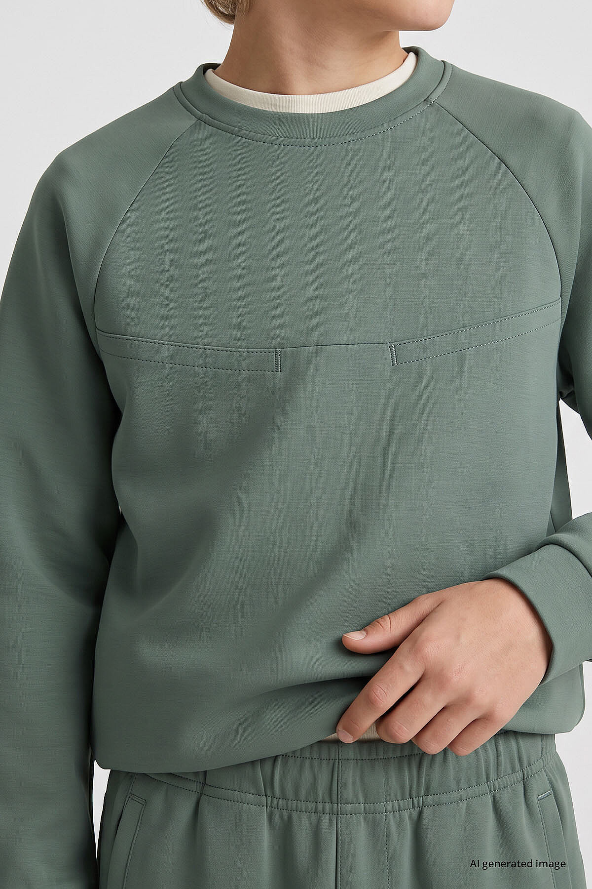 Açık Yeşil Standart Fit Basic Dikiş Detaylı Erkek Çocuk Eşofman Takım - 11325 - TOMMYLIFE (1)