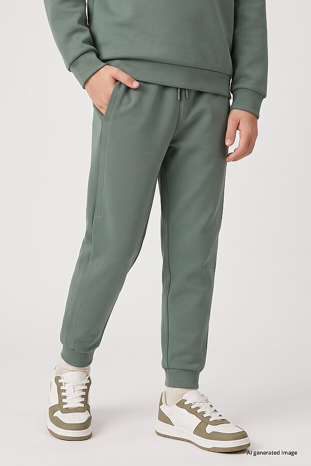 Açık Yeşil Standart Fit Basic Dikiş Detaylı Erkek Çocuk Eşofman Takım - 11325 - 4