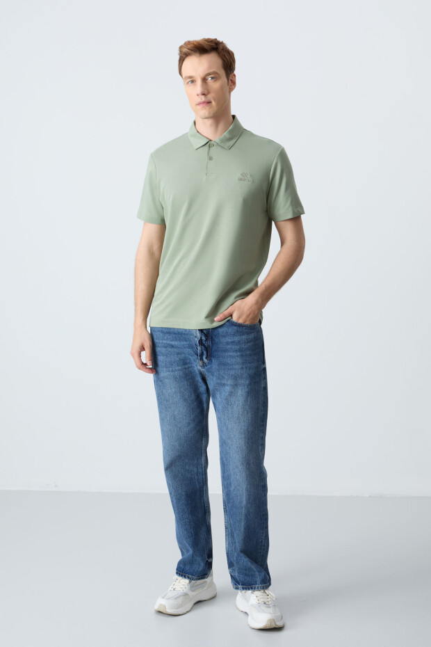 Açık Yeşil Standart Kalıp Basic Polo Yaka Erkek T-Shirt - 87748 - 3