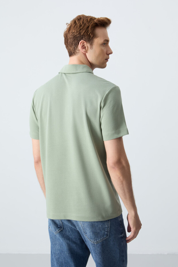 Açık Yeşil Standart Kalıp Basic Polo Yaka Erkek T-Shirt - 87748 - 5