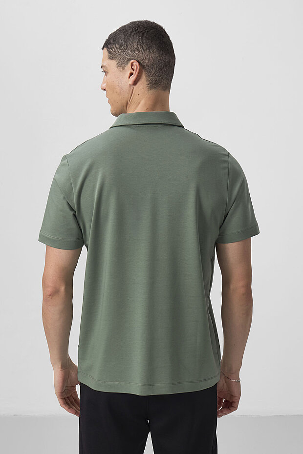 Açık Yeşil Standart Kalıp Basic Polo Yaka Erkek T-Shirt - 87768 - 6