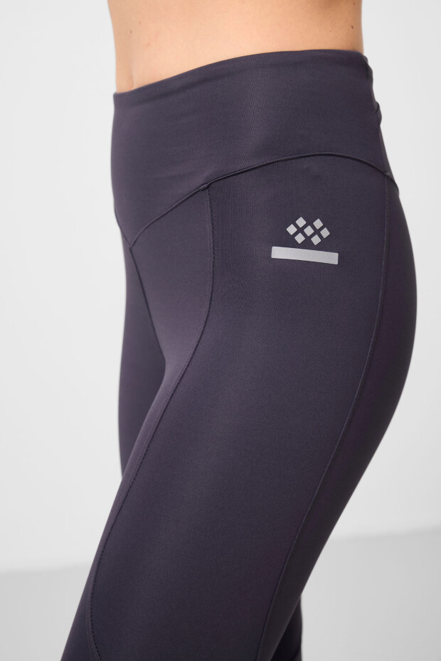 Antrasit Standart Fit Esnek Performans Kadın Tayt - 94666 - 3