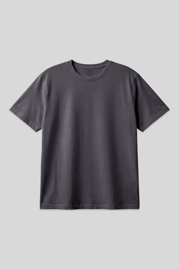Antrasit Baskılı O Yaka Rahat Form Battal Büyük Beden Erkek T-Shirt - 88472 - 2
