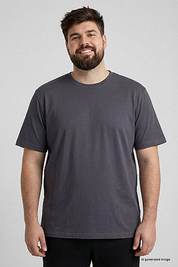 Antrasit Baskılı O Yaka Rahat Form Battal Büyük Beden Erkek T-Shirt - 88472 