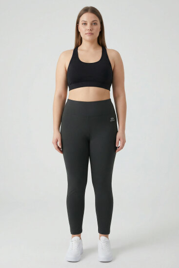 Antrasit Yüksek Bel Toparlayıcı Battal Büyük Beden Kadın Tayt- 94650 