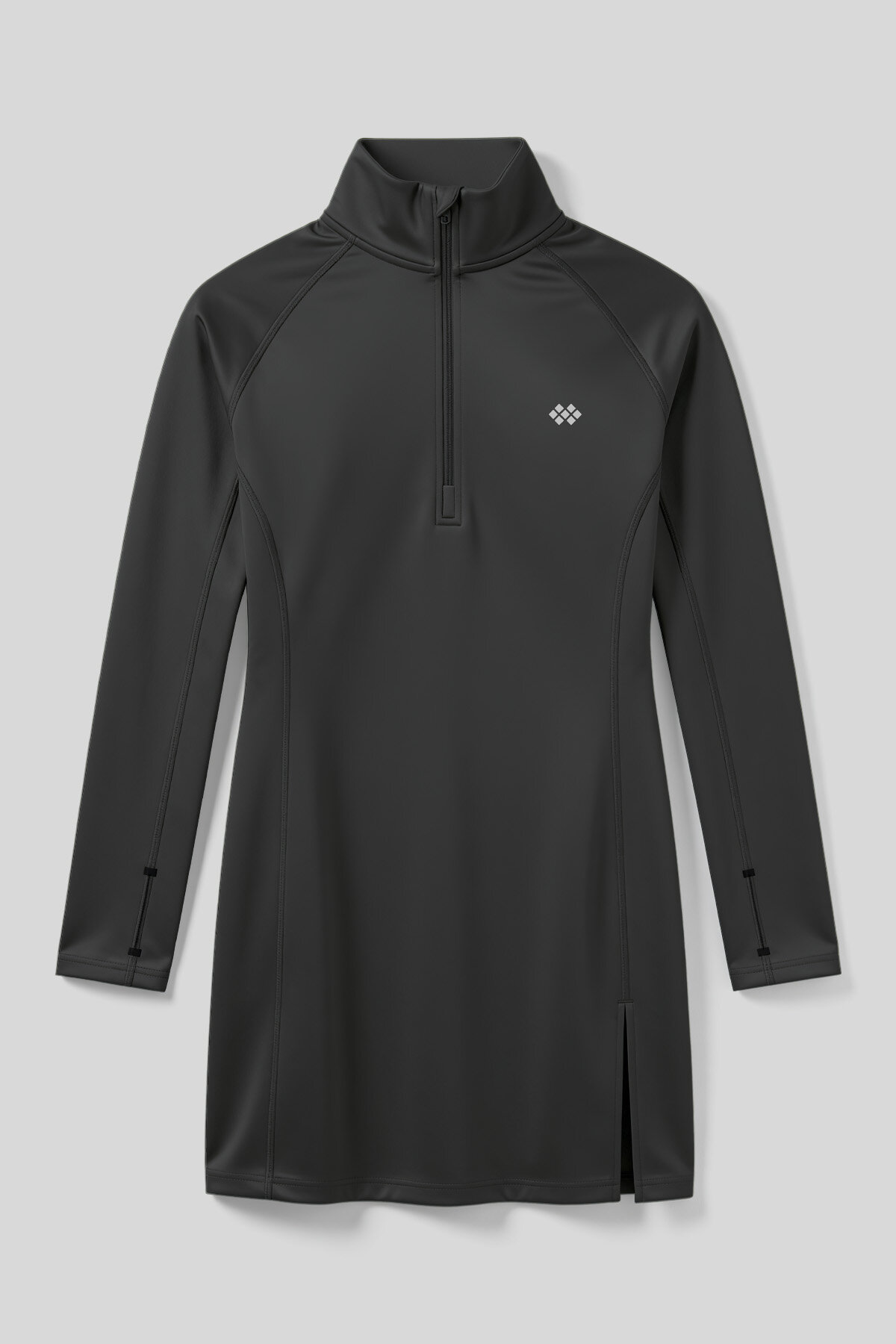 Antrasit Yarım Fermuarlı Dik Yaka Standart Kalıp Kadın Sporcu Tunik - 97309 - TOMMYLIFE