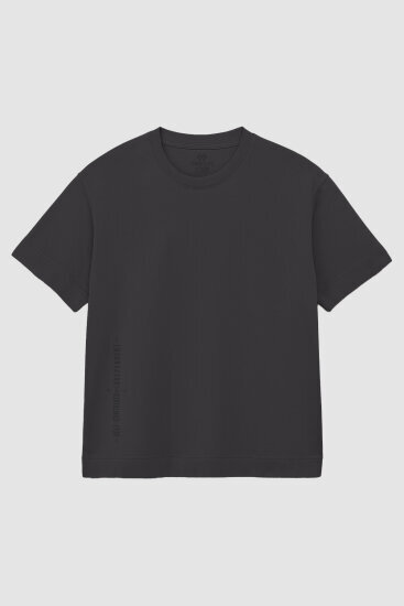 Antrasit Baskılı O Yaka Rahat Form Battal Büyük Beden T-Shirt - 88472 
