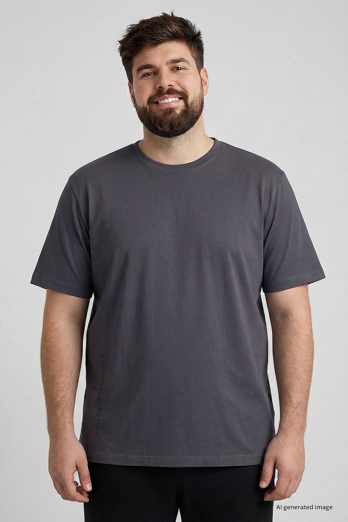 Antrasit Baskılı O Yaka Rahat Form Battal Büyük Beden Erkek T-Shirt - 88472 - TOMMYLIFE
