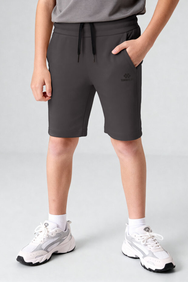 Antrasit Standart Fit Basic Performans Erkek Çocuk Şort - 11303 - 3
