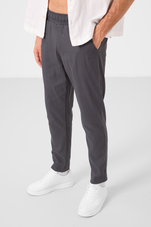 Antrasit Standart Fit Dokuma Hafif Esnek Chino Erkek Pantolon - 82177 - 5