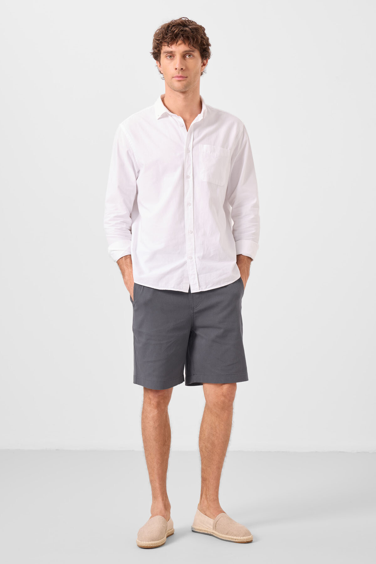 Antrasit Standart Fit Dokuma Hafif Esnek Chino Erkek Şort - 81289 - TOMMYLIFE