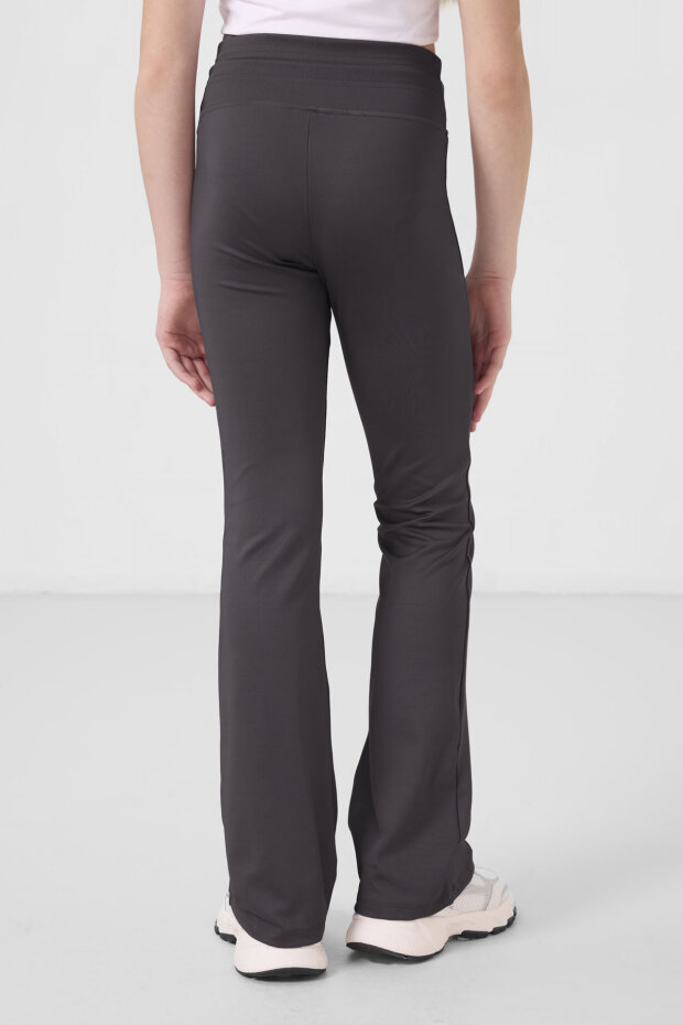 Antrasit Esnek Standart Fit Basic Performans İspanyol Paça Kız Çocuk Tayt - 75193 - 5